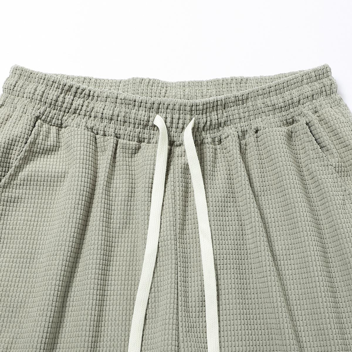 Pack of 4 corduroy shorts, solid color, men’s casual shorts with side pockets and a drawstring elastic waistband, suitable for everyday wear and vacations, beige, men’s shorts