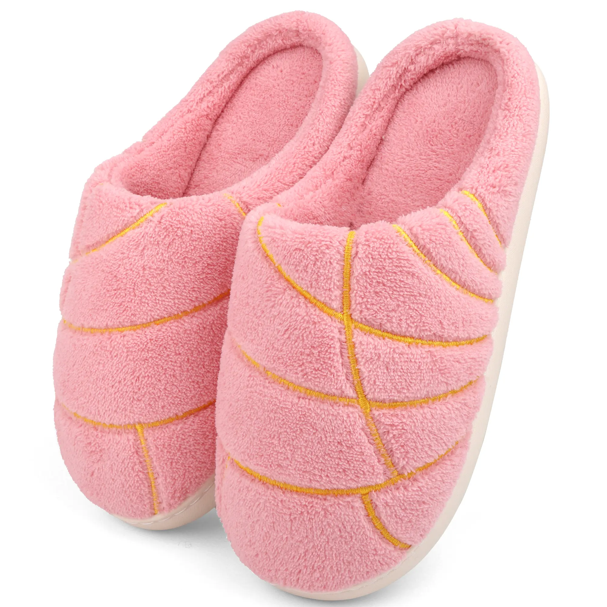 Christmas Unisex  Fluffy Warm Home Pull-On Slipper-Pink Adult Concha Slippers Faux Fur, Memory Foam, Casual, Round Toe