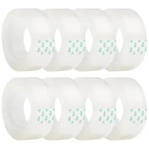 8 Rolls Transparent Clear Tape Refills for Dispenser, Sturdy Tape(Not Easily ), 0.7 Inch, 27.3 Yard,  for Office, , School