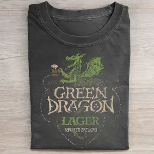 Vintage Bywater Brewery Graphic Tee - Green Dragon Lager Shirt - The Lord of The Rings Movie Shirt - The Shire Shirt - Funny Beers of Middle Earth Tee - Iconic Movie Scenes Tee Menswear Top