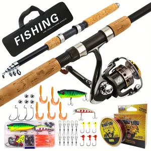 2.1m Telescopic Fishing Rod & Reel Set, 1 Set Portable Fishing Rod & Reel Set, Fishing Gear Set, Fishing Accessories for Outdoor Fishing