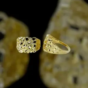 Fresco 14k Gold Nugget Ring Real Gold Plated Jewelry Gift for Men/Woman No Fade Same Day Shipping Crazy Sale Today Only