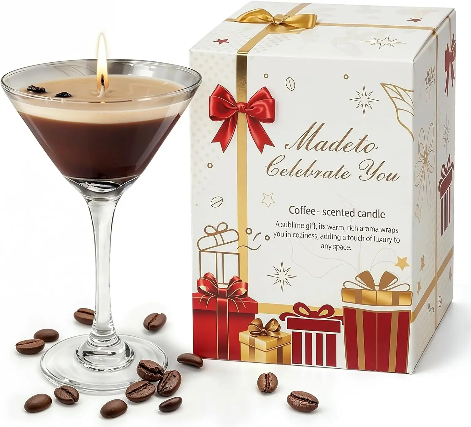 Espresso Martini Scented Candle - Hand-Poured Natural Soy Wax with Strong, Long-Lasting Aroma, Reusable Martini Glass Holder, Cozy Home Decoration Centerpiece, Unique Gift for Women (Birthday, Valentine's Day)