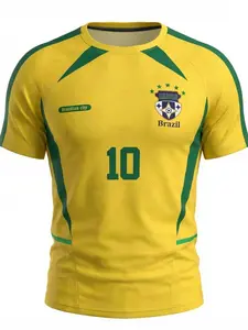 Men's Replica Football Shirt Featuring Retro Brazilian Design with SAZUL Badge and Central Number 10, Perfect for Training Sessions and Casual Sports Wear, Jersey Shirts