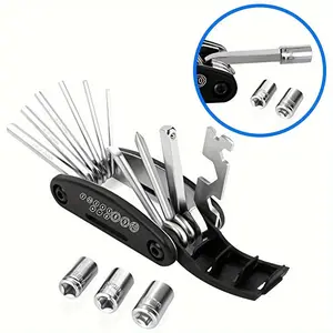 1 pc 16-in-1 Multifunctional Bicycle Repair Kit Durable Carbon Steel Material Portable Portable Bicycle Repair Wrench Tool