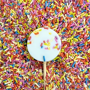 Birthday Cake Lollipop - Gourmet Lollipop with All Natural Color - Sweet Corn & Sugar Candy Snack - Perfect for Birthdays