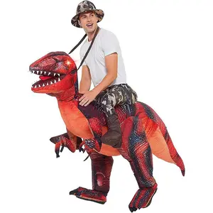 Inflatable Tyrannosaurus Rex adult costume – red glowing eyes and unique print – Halloween party role-play set – 63 IN/72 IN sizes – waterproof polyester material – comfortable fit, elastic waistband