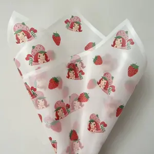 Floral Wrapping Paper with Adorable Strawberry Girl Design for Gift Wrapping and Decor