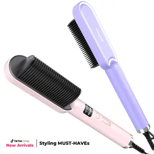 Ring Hair Straightener Brush for Women – A Professional-Grade Hair Straightening Iron with Built-in Comb, Featuring Fast Heating Technology and Anti-Scalding Protection, Perfect for Creating Salon-Quality Results at Home
