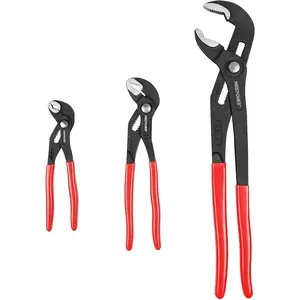 3-Piece Water Pump Pliers Set – 7" 10" 16" Tongue and Groove Pliers with Push Button Quick Adjustment Plumbing Tool for Homeowner Plumber HVAC Mechanic Includes Carrying Bag