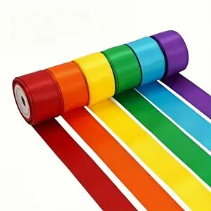 6 Rolls Satin Ribbon Total 30 Yards, 1.5 Inch Wide Colorful Satin Ribbon for Wedding Bouquet Wrapping, Gift Packaging, Hair Accessories, Gift Wrapping Supplies