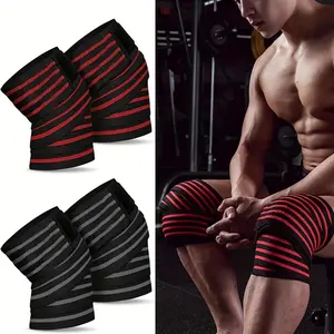 2pcs-Knee Wraps with Strap for Weightlifting, Squats, Powerlifting, Leg Press, and Training - Flexible Knee Wraps for Squatting - for Men & Women (length:160cm/63in)