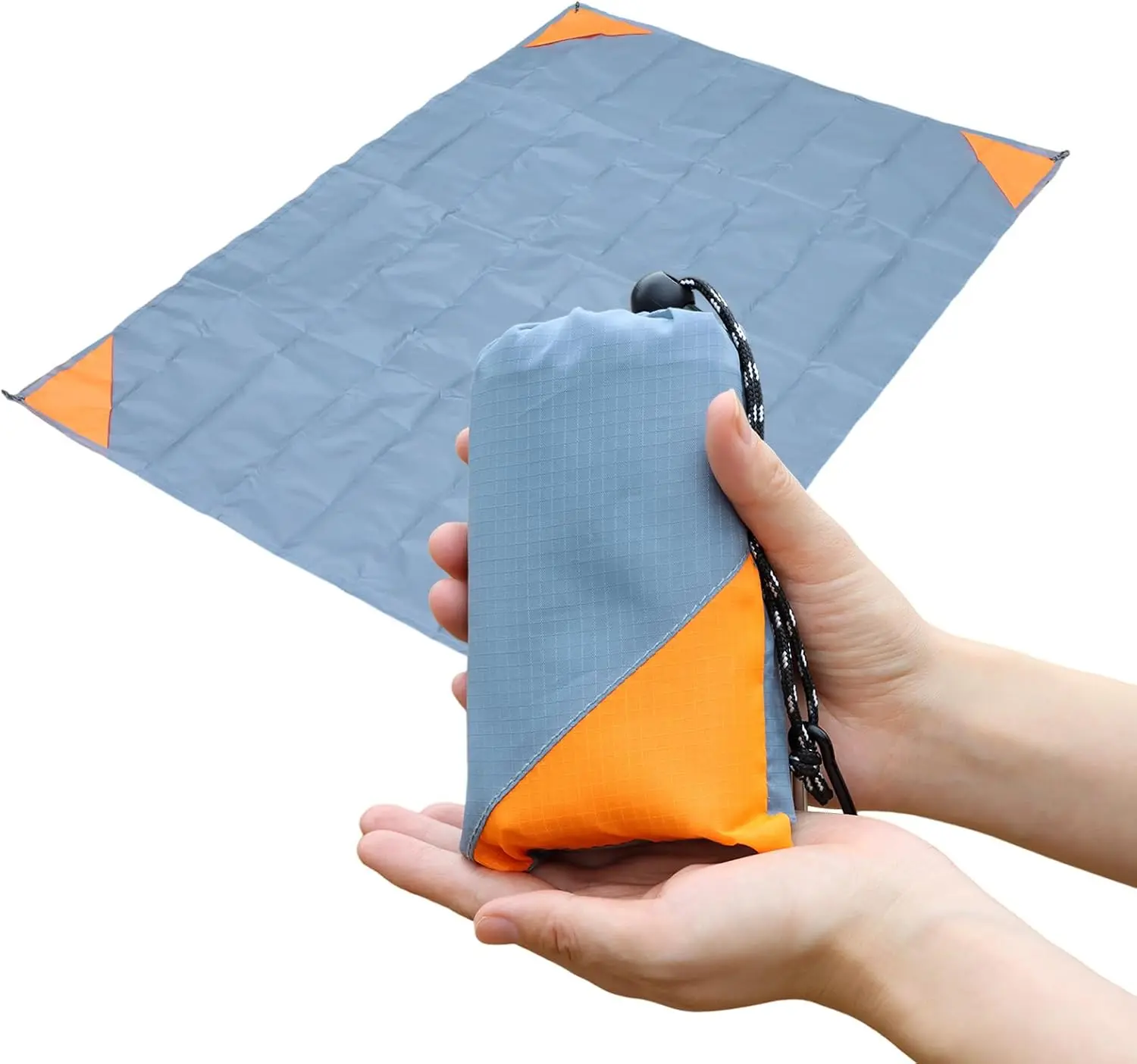 Pocket Picnic Blanket, Sandproof Lightweight Pocket Camping Tarp, 55x 39 Foldable & Fits into Small Bag, Water Resistant Washable Quick Dry Compact Beach Mat for Outdoor Recreation