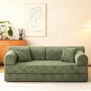 79" 4-in-1 compressed sofa, foldable sofa bed, compressed bone-free sofa with backrest cushion—comfortable, modular design that can be customized to suit your needs; suitable for bedrooms, living rooms, lounges, and studies. — Moss Green