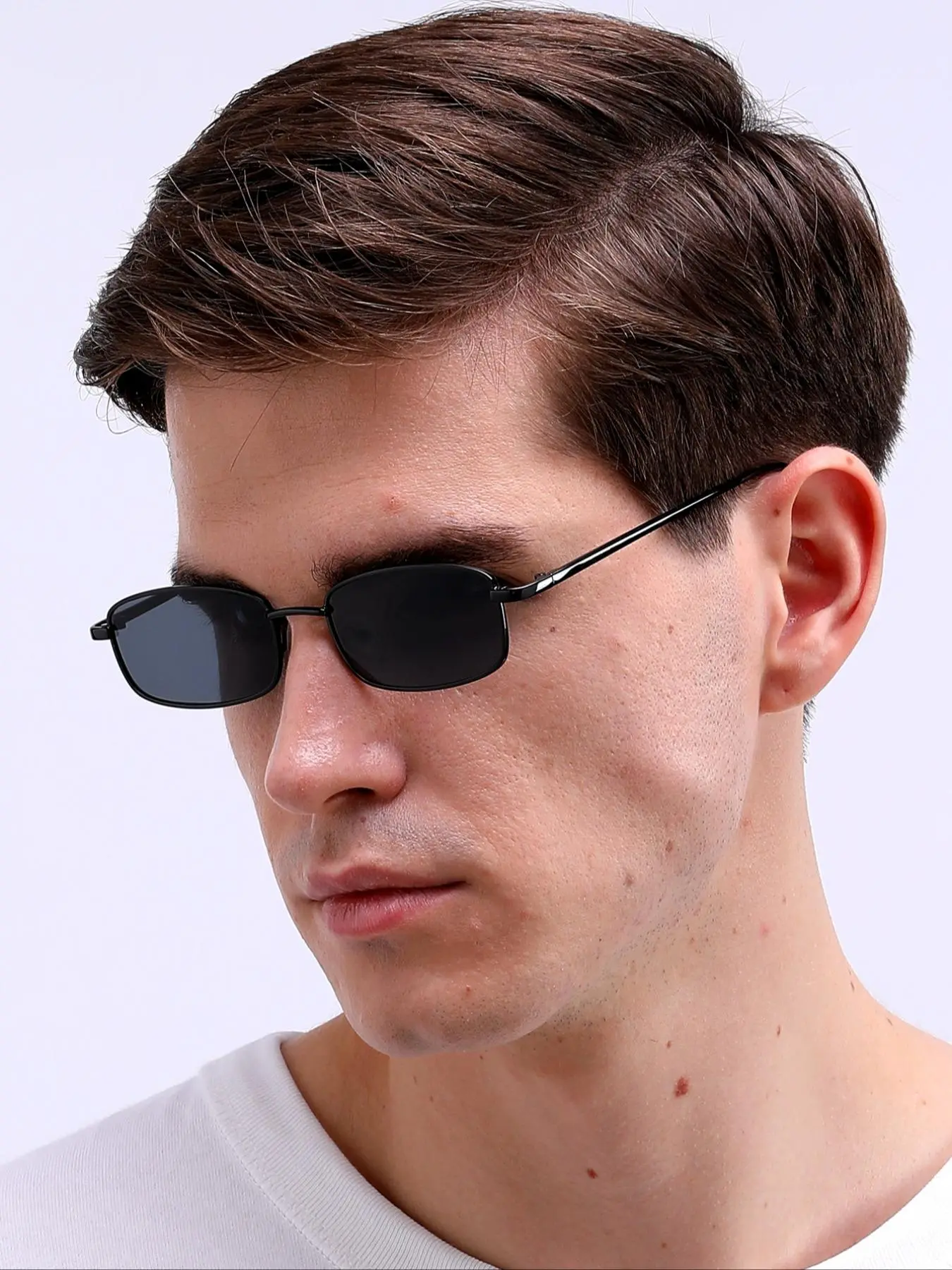 Unisex Vintage Rectangle Frame Sunglasses, Trendy Casual Sunglasses for Everyday Use, Fashion Accessories for Outdoor Activities, Rectangular Shades, Eyewear Shades