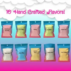 Cloud Candy Co - 10 Cotton Candy Flavor Sample Pack - Delicious Snack for Sweet Tooth - Sweets, Snack, Spicy, Cherry, Srawberry, Bonbon, Candies
