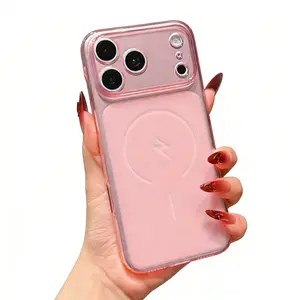 For iPhone 17/17 Pro/17 Pro Max/16/15/14/13 Series Solid Color Frosted Crystal iPhone Case with Large Camera Window,Military-Grade Drop Protection Magnetic Phone Case, Silicone Scratch-Resistant Back Cover