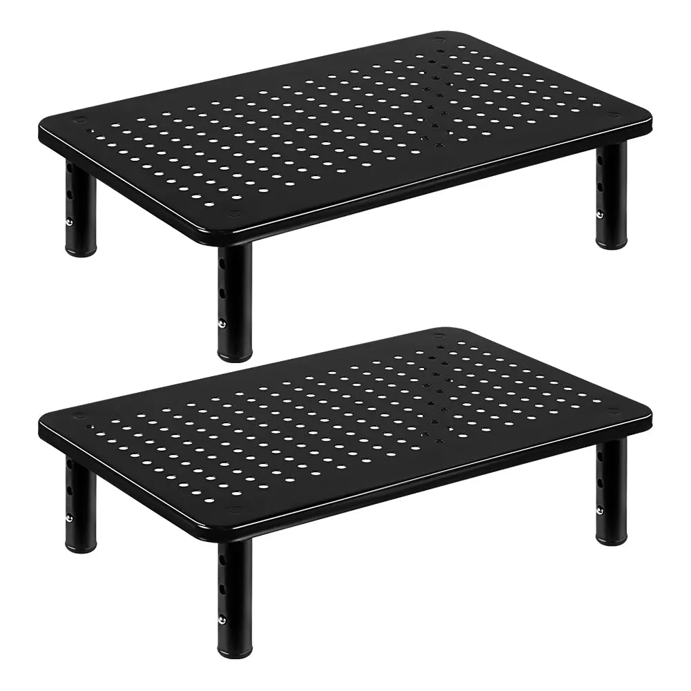 FURWOO Metal Rectangular Freestanding 2-Piece Office Desk Laptop Stand, Compatible with Computers and Printers, 3-Level Height Adjustment
