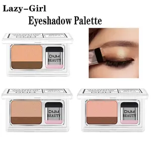 Two-color eyeshadow palette with brush, matte & glitter. Waterproof & long-lasting, for shimmer or soft matte looks. Compact & travel essential., Makeup Products