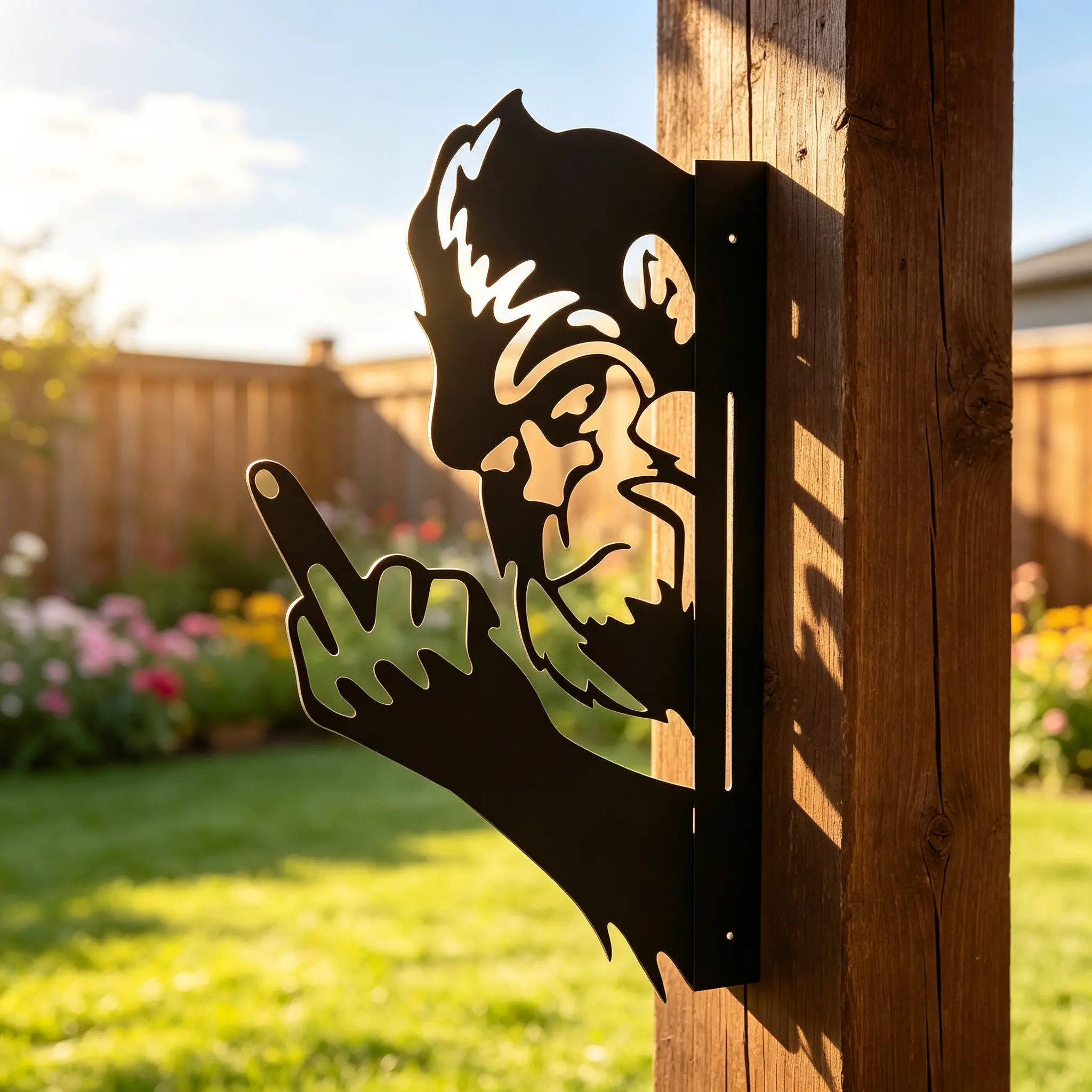 Animal Metal Silhouette Outdoor Hanging Ornament with Playful Peeking Gesture - Multiple Variants:  Doberman and ，  aesthetic wall decor,  summer garden，  temp-tations outdoors，   garden decoration supply，  home office garden，  animal statue