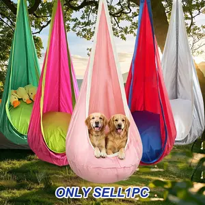 Pod Swing Seat, Hanging Hammock Chair with Inflatable Pillow, Sensory Swing Chair with Pocket, Indoor & Outdoor Use, Outdoor Patio Swing