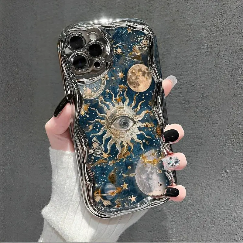 Flexible Celestial Sun and Moon Colorful Personalized Cellphone Case - TPU Full Cover Protective Accessory, Cosmic Artwork, Animal-Theme Accents, Shock Resistance, Multi-Model Compatible with iPhone 11-17 Pro & Air Devices, Ideal for Astrology Lovers, Acc