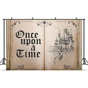 2D Flat Banner 1pc Magical Fairy Tale Book Background, Ancient Castle Princess Romantic Wedding Birthday Party Decoration, Pull Flag Banner, Wall Decor Banner