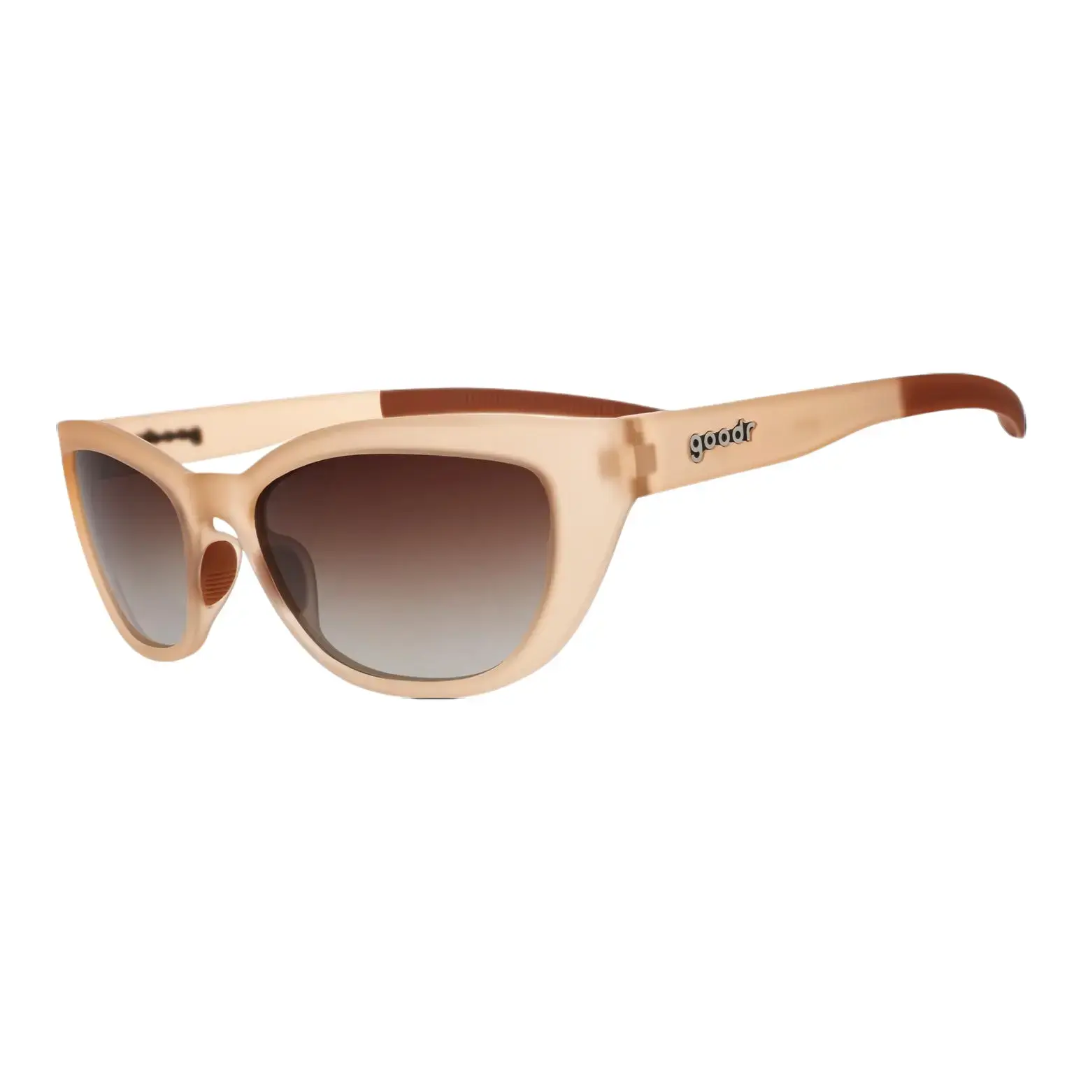 goodr Sand in Every Crevice Medium Size (Cheetah G) Translucent Light Brown Frame with Brown Gray Lens, UV400, No Slip No Bounce No Tangle Uv Blocking Sunglasses Trendy Casual Sunglasses