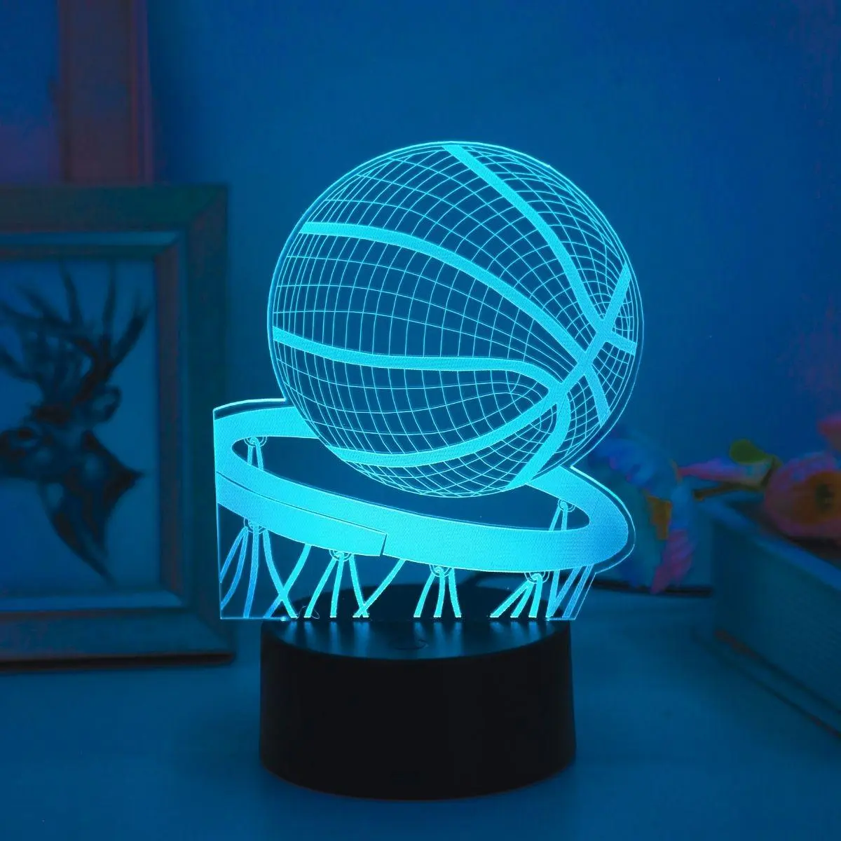 1pc 3D Basketball LED Night Light, LED Neon Sign, Touch Control with 7 Color Modes, USB Powered Table Lamp for Basketball Fans, Home Decorative Desk Lamp, Neon Lamps, LED Neon Lights, LED Decoration
