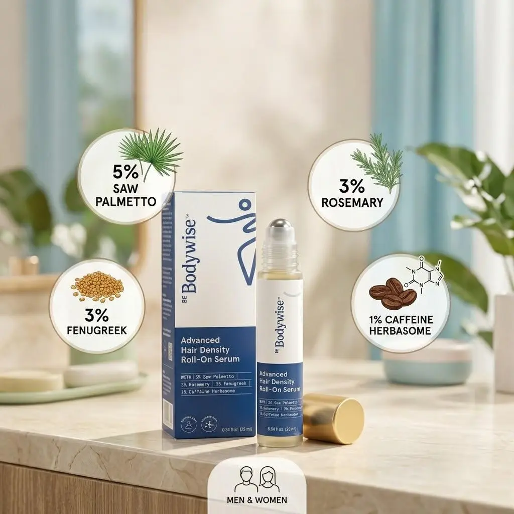 RootLabs Advanced Hair Density Roll-On Scalp Serum (25 ml) - Formulated with Saw Palmetto, Rosemary, Caffeine Herbasome, Fenugreek for Hair Fall Reduction (Men & Women)