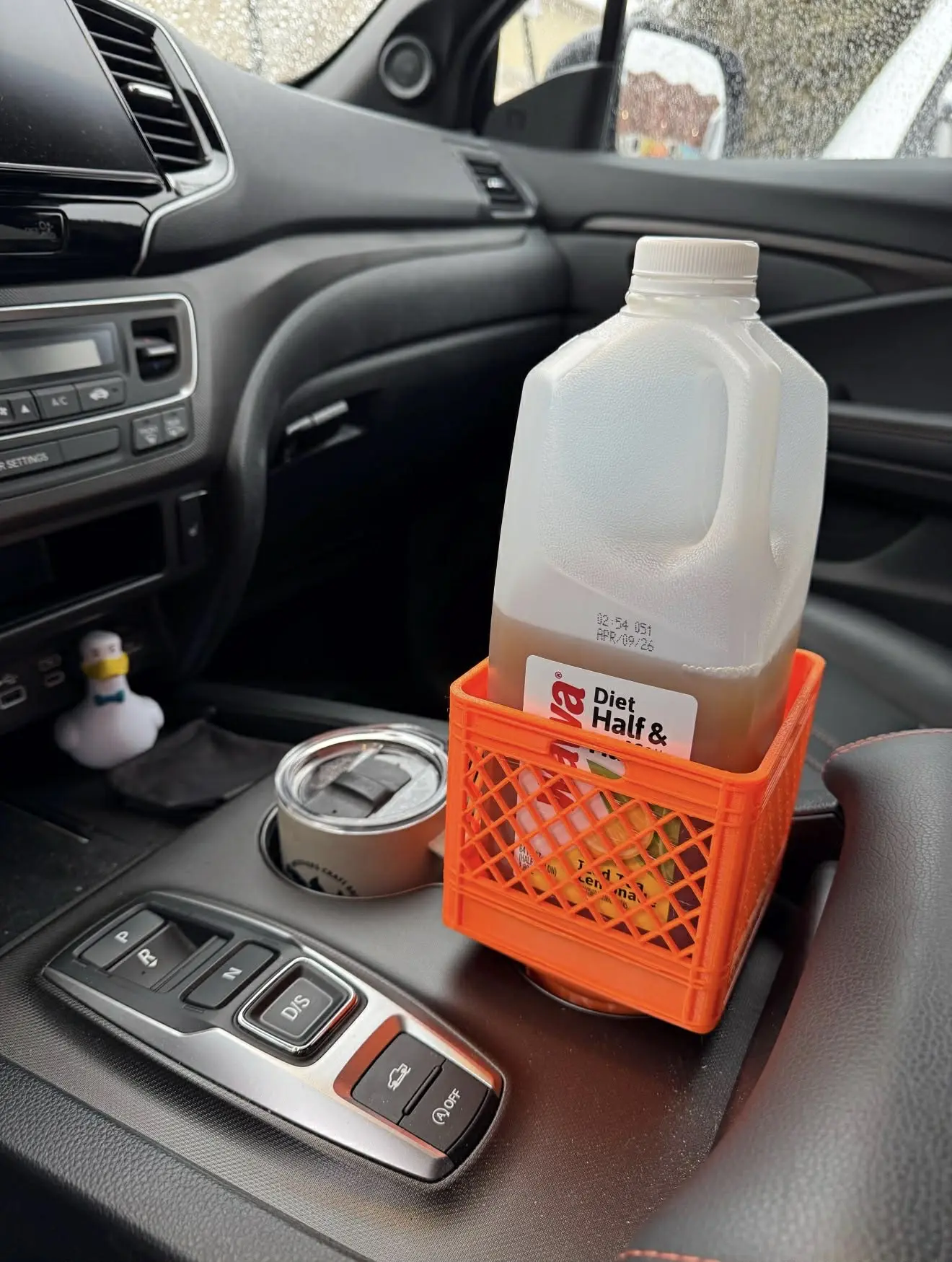 Half Gallon cup Holder adapter with Secret Storage Base, Divider & Lid Combo