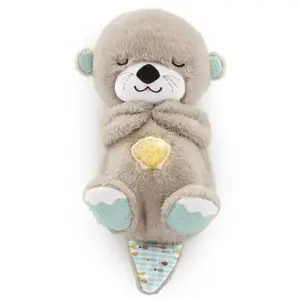 (*The switch is on the right foot.) KVZKVZ Sound Machinedoll Breathing Otter Plush doll Toy with Rhythmic Movements& Music for Baby Sleep - Gentle Hug & Four GearAdjustment for Soothing & Relaxation