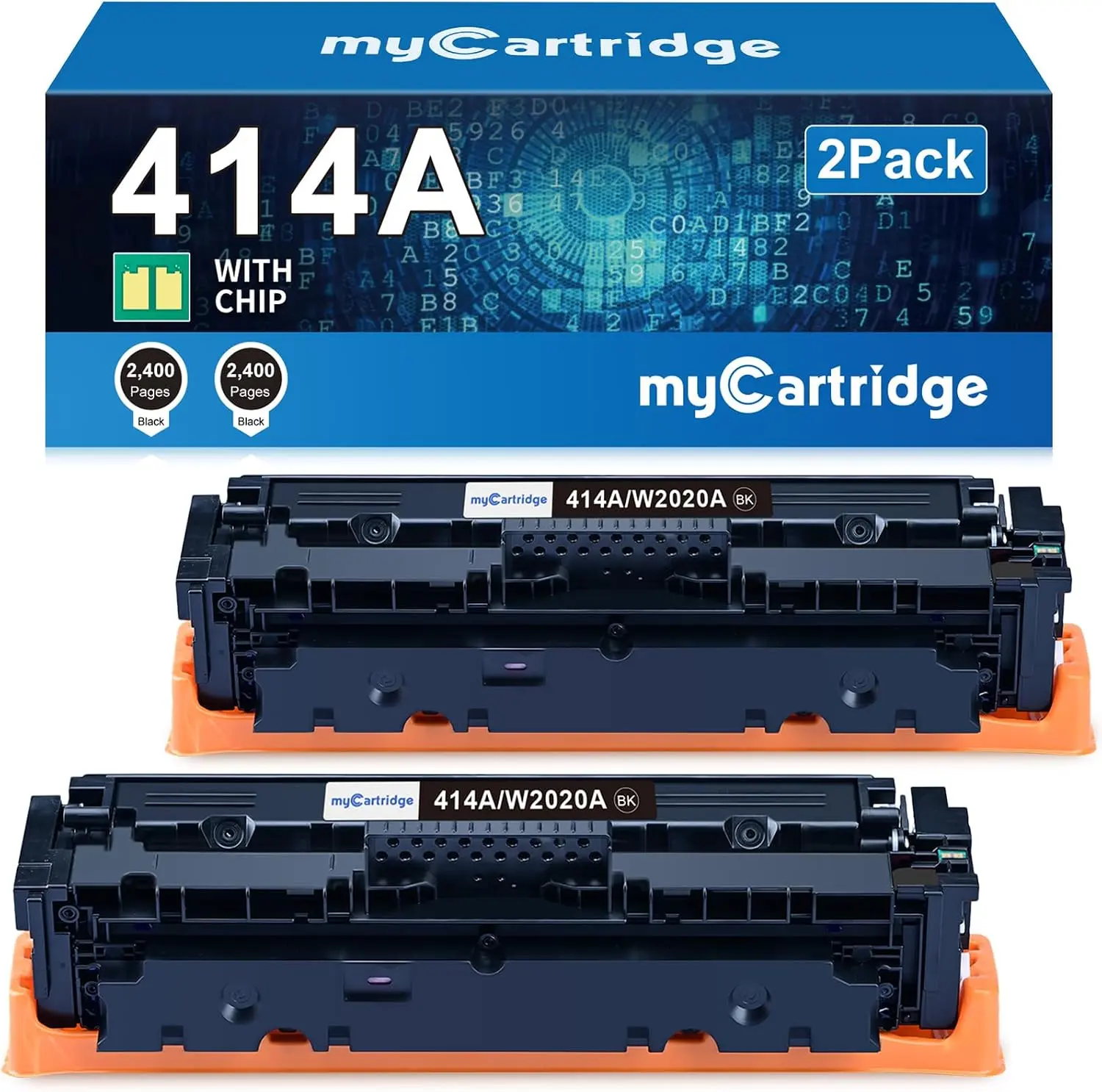 myCartridge 414A W2020A Chipped Black Toner Cartridges - Standard Yield 2-Pack for HP M454dw, M479fdw Models (Suitable for Printing)