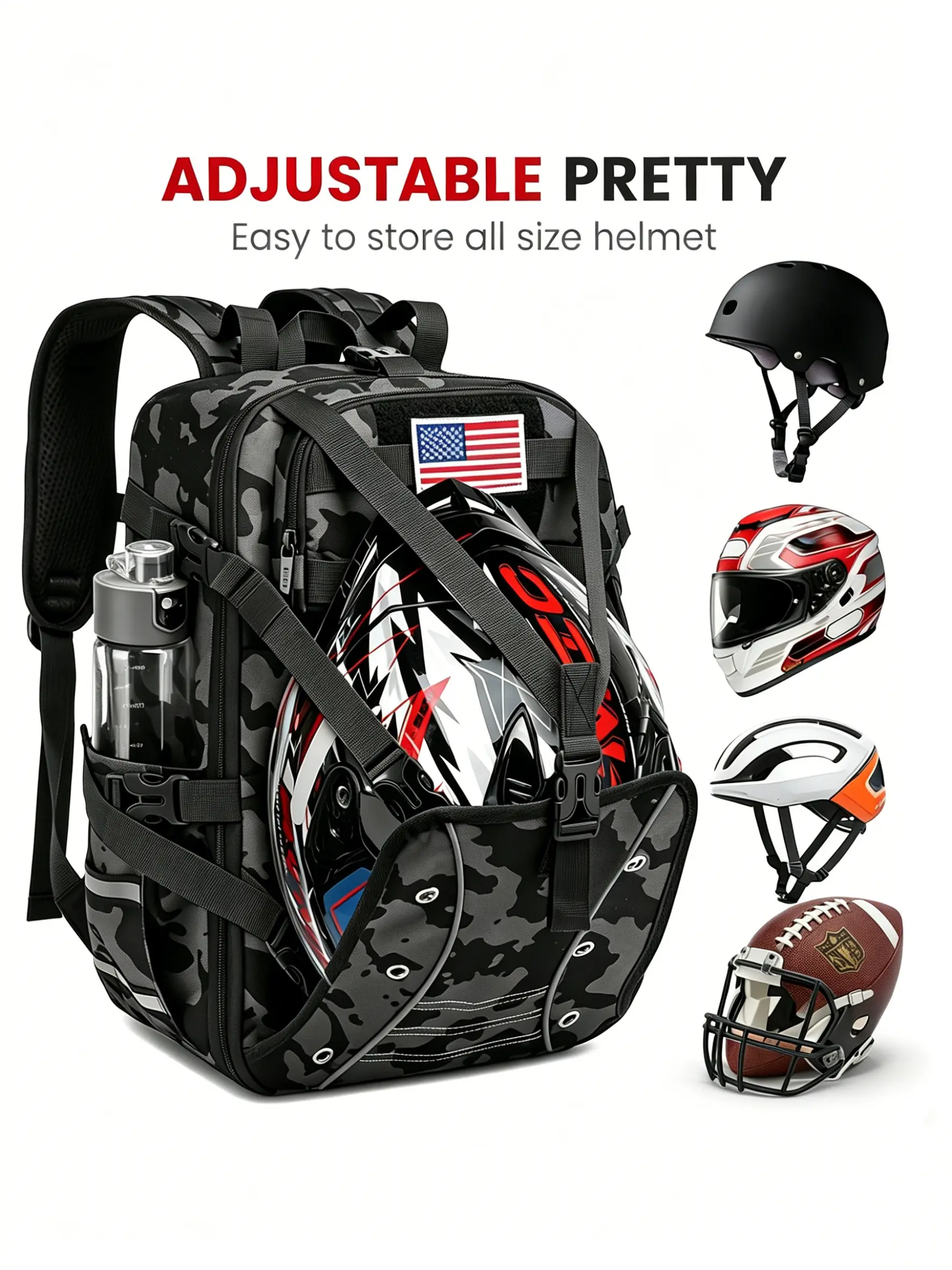Large Capacity Motorcycle Helmet Backpack, Waterproof Durable Travel Bag, Cycling Storage, Outdoor Adventure Gear, Secure & Comfortable Design, Motorcycle Accessory