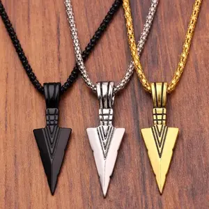 1pc Retro Triangular Spearhead Alloy Arrow Pendant Necklace,   Hip Hop Jewelry for Teenagers