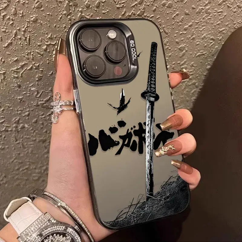 Vagabond Samurai Japanese Comics Plated Matte Polycarbonate Smartphone Case - Shockproof, Anti-Fall, Magnetic Soft Cover, Phone Aesthetic Accessory - Fits iOS Devices iPhone 16E,16,15,14,13,12,11 Pro Max,XS,X,XR,Plus,8,7,SE4,SE 2020 - Gift for Women, Cell