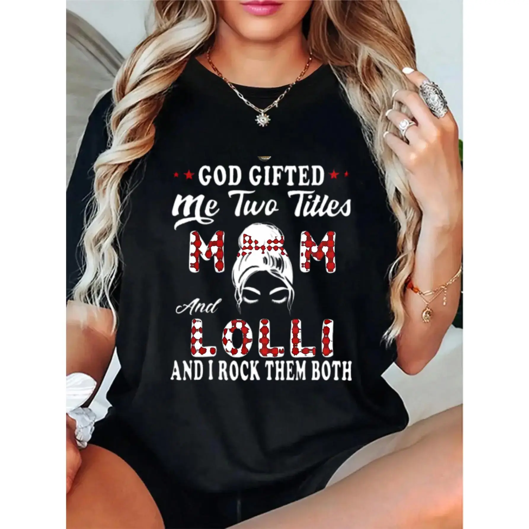 100% Cotton I Have Two Titles Mom And Lolli Women's T-Shirt - Seseable