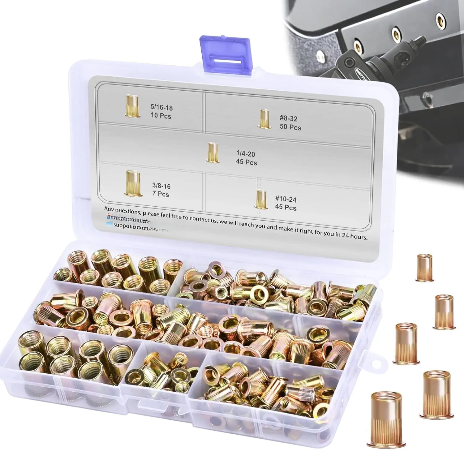 Rivet Nuts-157pcs Nutsert Kit Rivnuts Nut Sert Kits,Nutsert Assortment Carbon Steel Threaded Insert |#8-32|#10-24|1/4"-20|5/16"-18|3/8"-16|UNC