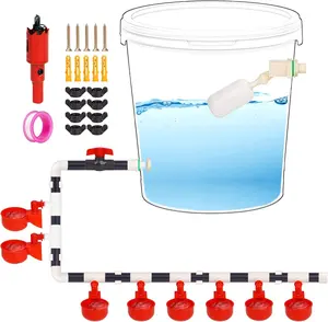 8 Chicken Water Cups Feeder Automatic Chicken Waterer System with Tee Fittings,PVC Pipe, for Quail Duck Poultry Watering