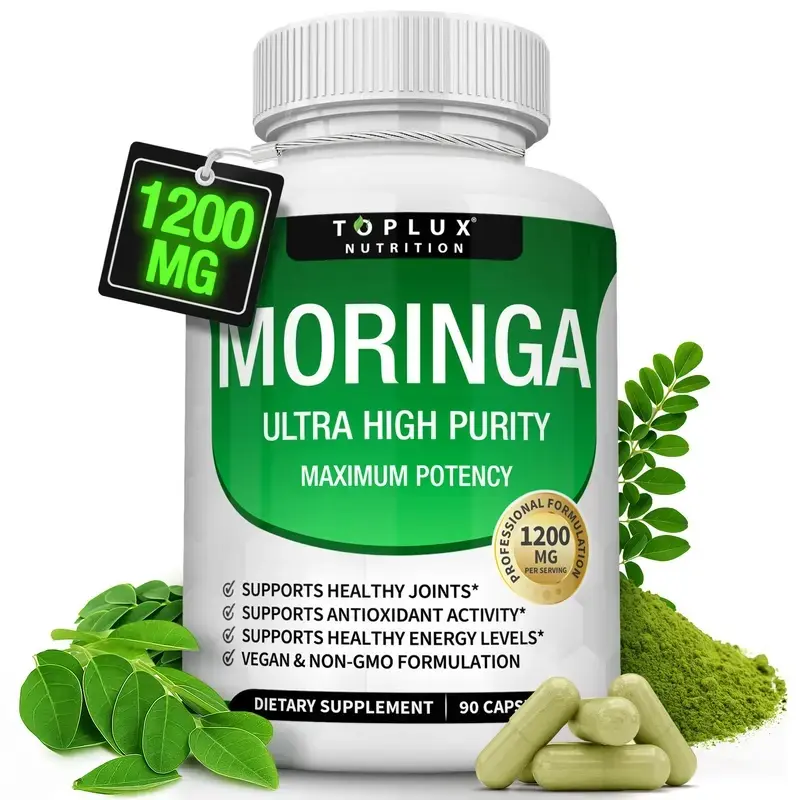 Moringa Capsules 1200mg - Pure Moringa Powder for Immune & Gut Health 90 Capsules Ultra High Purity Maximum Potency