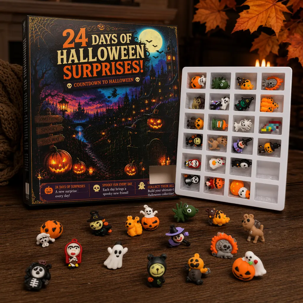 24-Day Halloween Advent Calendar with Surprise Daily Mini Figures, Festive Kids’ Gift for Holiday Party Fun
