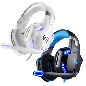 G2000 Gaming Headset with Microphone, Bass Stereo Sound, Soft Memory Foam Earcups, LED Lights, Compatible with PC Laptop Computers, PC Headsets