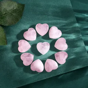10Pcs Natural Rose Quartz Heart Stones Romantic Healing Crystal Gift