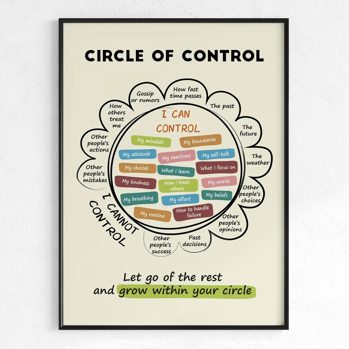 Therapy Resource School Poster, Circle of Control Classroom Poster, , Anxiety Relief Poster, Mental Health Print Home Office, Room Decor, Unframed