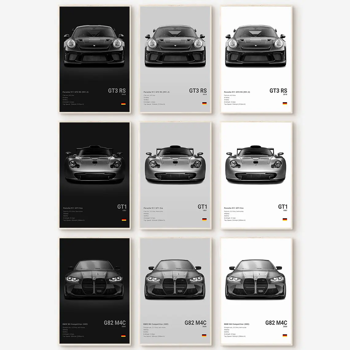 Vintage Racing Car Wall Art Supercar Canvas Prints for Men's Rooms Dorms & Offices Aesthetic Decor Bedroom Office Pictures