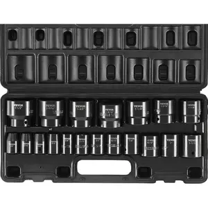 VEVOR Impact Socket Set 1/2 Inches 19 Piece Impact Sockets, 1/2 Inches Drive Socket Set Impact 6-point Hex Sockets Standard SAE (3/8 Inches to 1-1/2 Inches) Standard Socket AssortmentVEVOR Super Brand Day