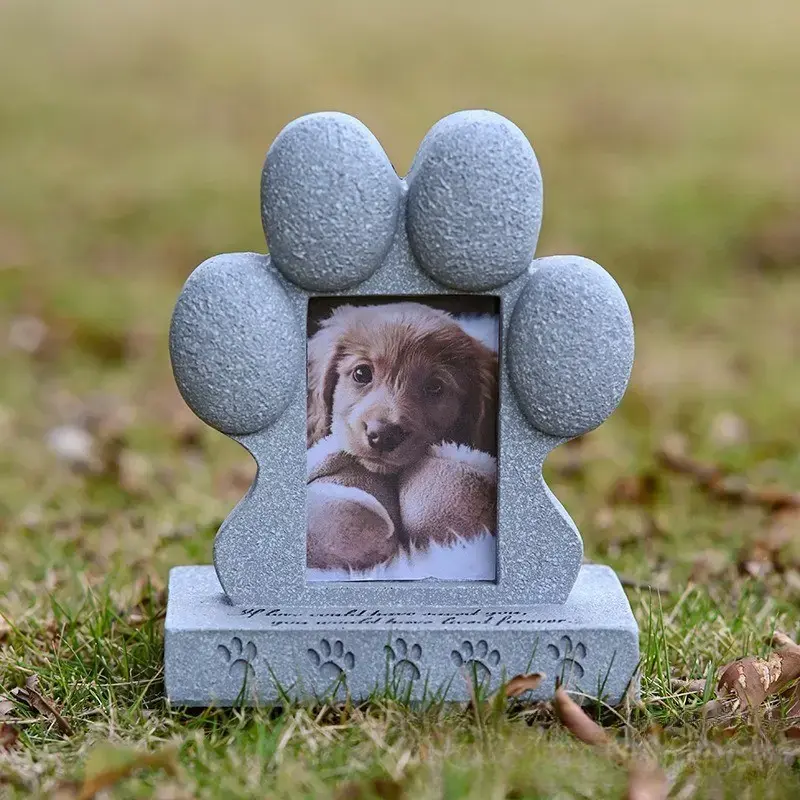 Resin Pet Dog Memorial Stone - Durable Material, Paw Print Shape, Realistic Design, Unique Shape, Versatile Placement, Decorative Keepsake, Funeral Tribute Sculpture, No