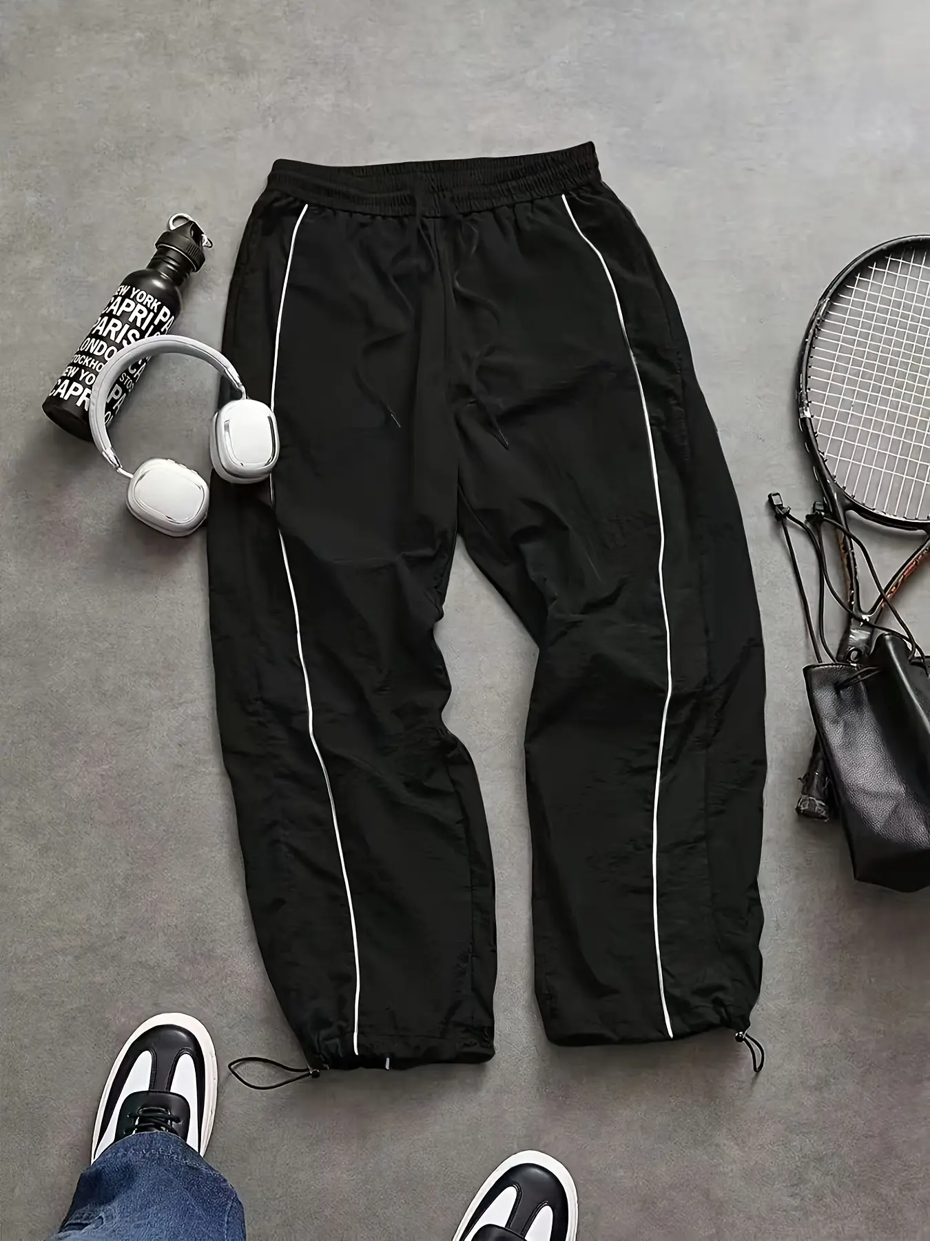 Men's All-Season Outdoor Casual Pants, Casual Trousers, Loose Fit, Elastic, Adjustable Ankle, Colorblock Design, Lightweight Fabric, Ideal for Hiking and Street Fashion, Athleisure Pants, Casual Streetwear Trousers, Casual Comfy Fashion