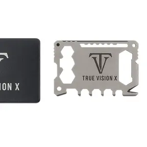 TVX Multi-Tool Survival Card - Branded Steel, Includes Leather Case, Durable Design, Ideal for Outdoor Activities