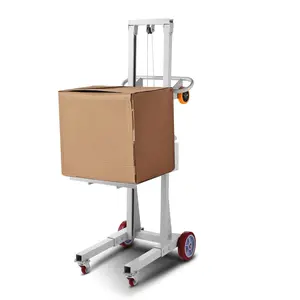 VEVOR Aluminum Alloy Manual Winch Material Lift Stacker, 400 lbs Capacity Pallet Truck Dolly, 51.1 in Max Lifting Height, Dual-Mode Multifunctional Unit with Wheels & Adjustable Plate